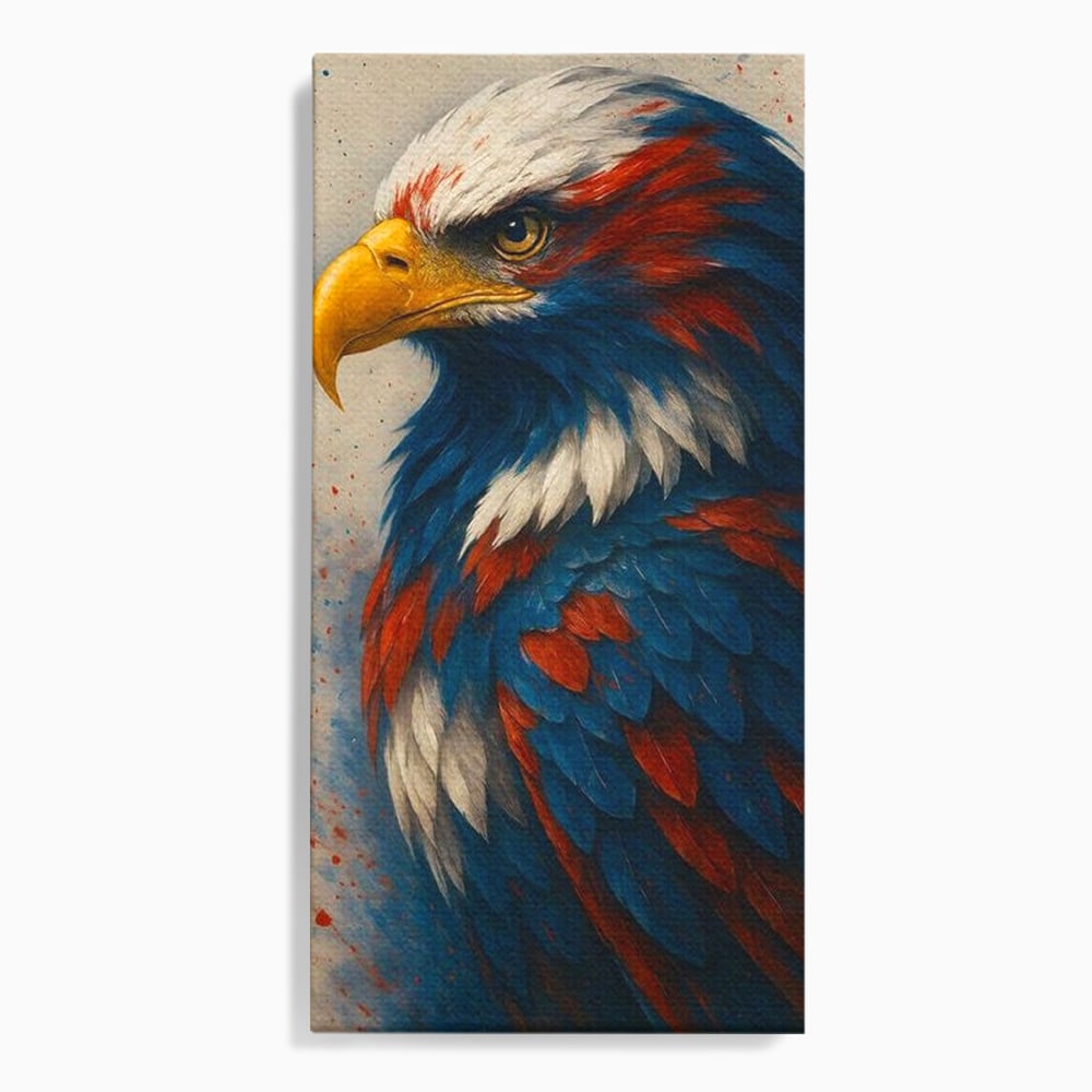 Tablou canvas cu tablou canvas cu vultur american pictat, fara rama, pe sasiu de lemn